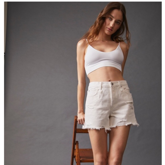 Free People - We The Free- Makai Cut Off White High Waisted Cotton Denim… - Picture 11 of 12